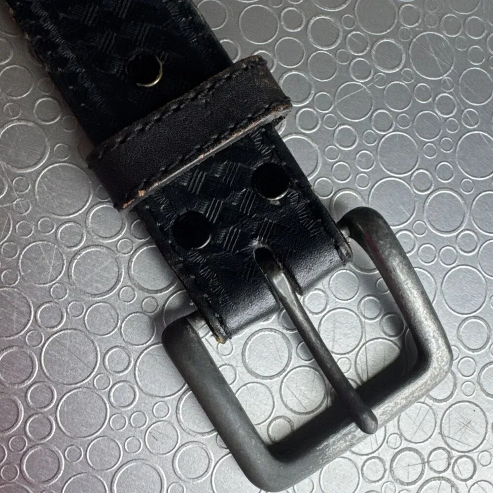 Vintage Black Leather Basketweave Duty Belt Size 40 Garrison Police Utility